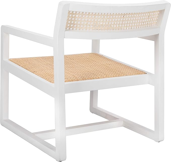 Safavieh Home Lula White and Natural Cane Accent Chair