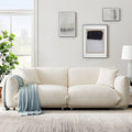 Hison Modern 86 Inch White Lambswool Sofa 3 Seater Upholstered Couch with Solid Wood Frame Deep Seat Comfortable &amp Sturdy