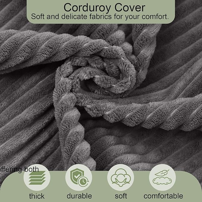 MeMoreCool Boneless Folding Chair Bed – Dark Grey Corduroy Single Sleeper Sofa 4-in-1 Convertible Futon Couch with Pillow Compact Fold-Out Floor Mattress with Washable Cover for Bedroom Guest Room