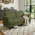 Loveseat Sofa Couches for Living Room 70 Love Seat Sleeper Sofa with USB Upgrade Upholstered 2-Seater Deep Seat Couch Corduroy Small Couch for Bedroom Apartment Office (Light Green)