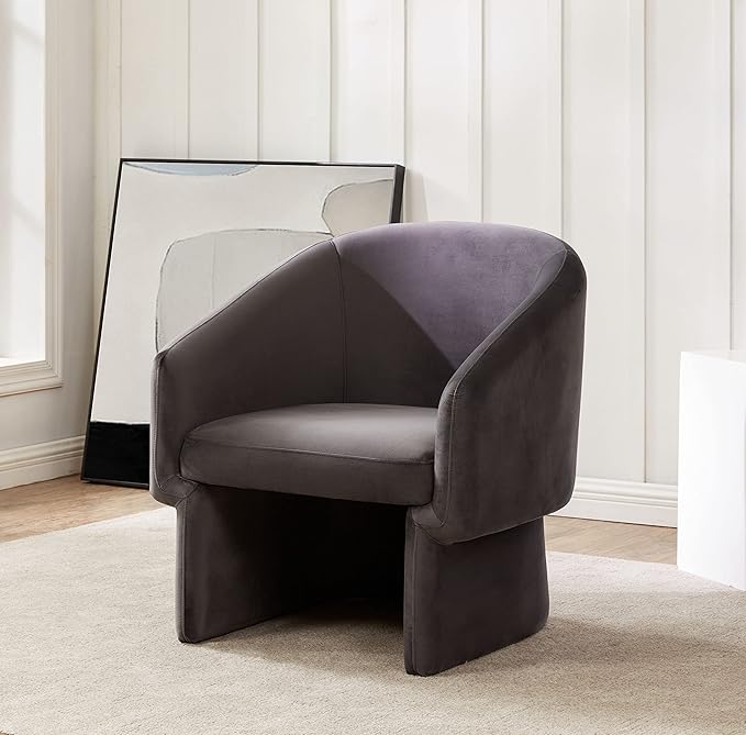 SAFAVIEH Couture Collection Susie Dark Grey Velvet Barrel Back Accent Chair (Fully Assembled)
