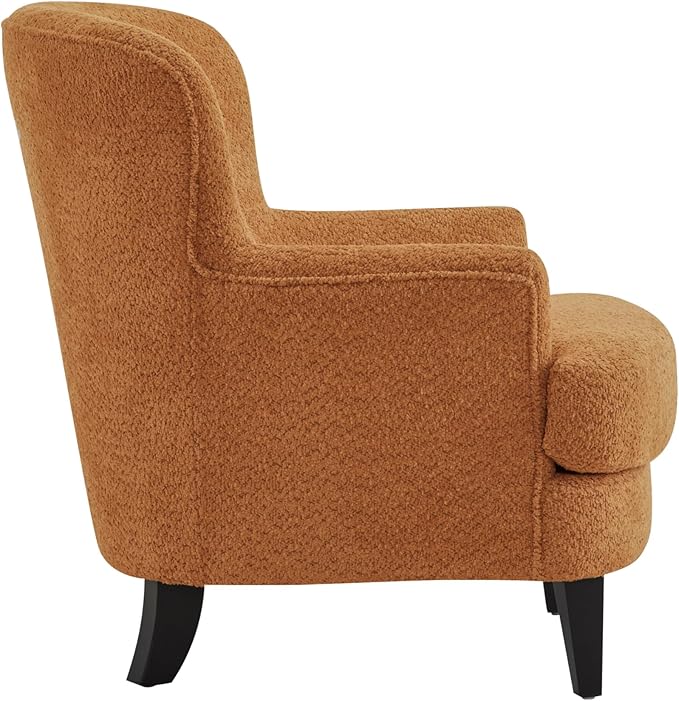 Christopher Knight Home Winnie Boucle Upholstered Wingback Accent Chair and Ottoman Footrest Living Room Lounge Chair and Ottoman Set Bedroom Comfy Reading Chair with Footrest Stool Caramel Orange