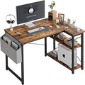 Grandder L Shaped Computer Desk with Reversible Shelves 40 Inch Small Corner Desk with Storage Bag Gaming Desk Computer Table Study Writing Desk for Home Office Small Space Rustic Brown