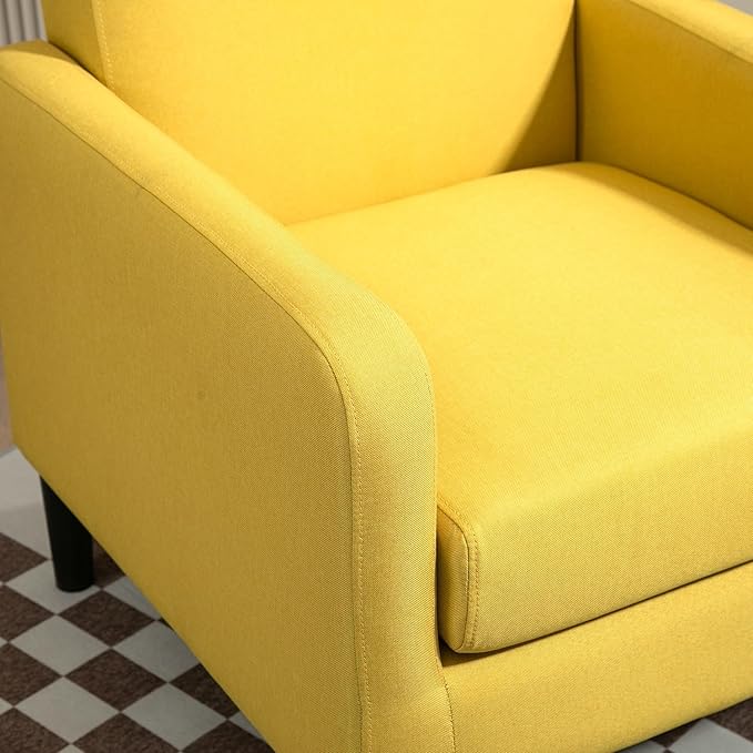 Minimalist Upholstered Armchair with Ergonomic Design Padded Seat &amp Curved Armrest Decorative Comfy Accent Chair Ideal for Living Room Bedroom Office Mustard Yellow