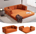 LINSY HOME Sofa Bed Couch - Convertible Boneless Couch Bed with 2 Pillow (Orange) | Folding Sofa Bed Corduroy Material No Assembly Compressed Sofa Couch in a Box