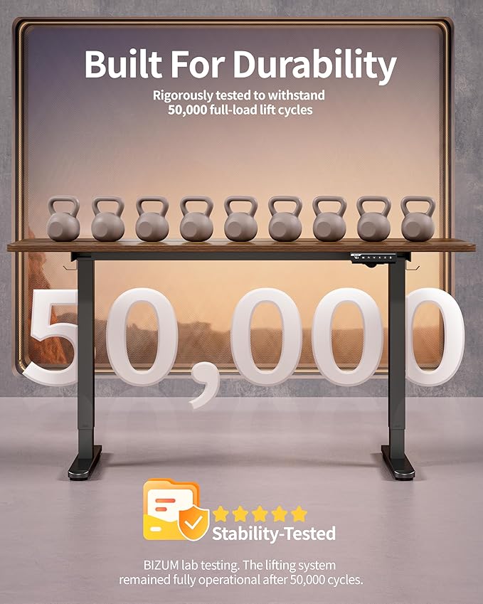 BIZUM Electric Standing Desk 63 x 24 Inch Computer Desk-Gaming Desk Dark Walnut Home Office Desks Height Adjustable Memory Stand Up Computer Workstation