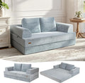 COMAX Convertible Sofa Bed Folding Floor Couch Fold Out Couch Bed Futon Sleeper Mattress with Pillows Boneless Sofa Comfy Lounge Loveseat for Living Room Bedroom Snow Light Grey