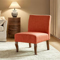 HULALA HOME Armless Accent ChairDecorative Slipper Chair Vanity Chair for Bedroom Desk Living Room Bent LegRed
