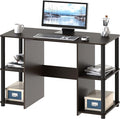 SHW 38-Inch Home Office Wood Desk with Double Sided Shelves Espresso