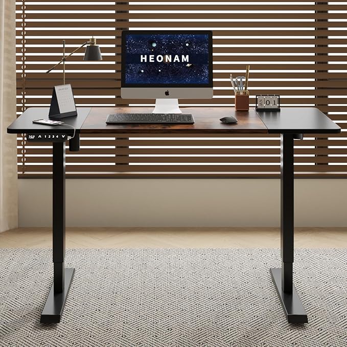 55 Inch Computer Desk with Power Outlets and USB Ports Large Office Desk for Home Office Modern Writing Table with Sturdy Frame