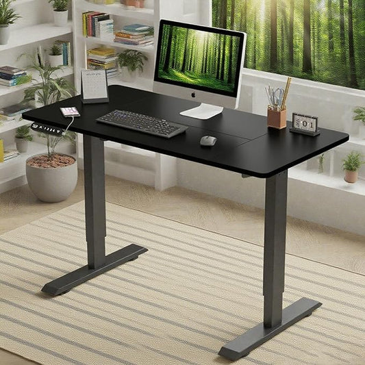 Anwick 2026 New 55 Electric Standing Desk Office Table &amp Sit Stand Up with Adjustable Height Rising Desks for Home Office USB LED 4 Programmable Memory Buttons (Black)