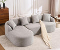 KEIKI L-Shaped Chenille Modular Sectional Couches with Chaise Lounge &amp 4 Pillows 3 Seater Oversized Upholstered Luxury Plush Cloud Sofa for Living Room Apartment Full Sponge Compression