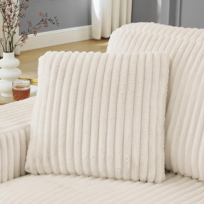 Corduroy Tufted Upholstered Sleeper Sectional Sofa L-Shaped Modular Convertible Sofa The arc-Shaped Footstool can be Placed Freely on The Left and Right (Beige + Foam + 3 Seat)