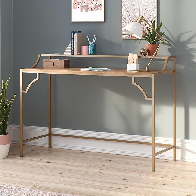 Sauder International Lux Writing Desk Sindoori Mango Finish