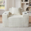 Cloud Boneless Chair with Cup Holder &amp Side Pocket Corduroy Comfy Sofa Chair with Pillow Modern Upholstered Chairs Fluffy Armchair for Living Room Bedroom Apartment No Assembly(Beige 43.31