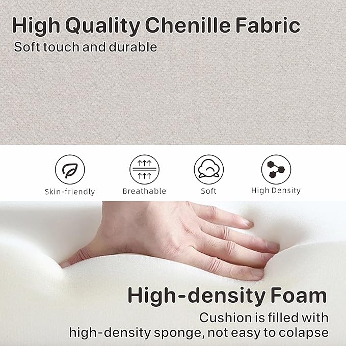 Mlmh &amp Kngwa 59 Small Chenille Loveseat Sofa 2 Seater Couch Settee with Gold Metal Legs Comfy Upholstered Floral Mini Sofa for Bedroom Living Room Apartment Beige