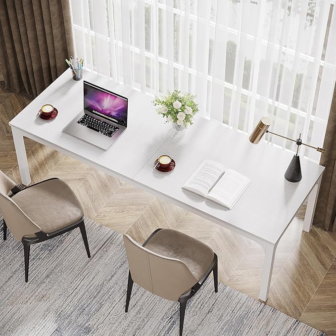 Tribesigns 2-Person Home Office Desk 78.7 Extra Long Computer Desk Double Workstation for Home Office Work Desk for Two People (White)