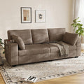 OUYESSIR 80 Loveseat Sofa for Living RoomModern Sofa with USB Charging Ports &amp Cup HoldersComfy Corduroy Couch with Upholstered Cushion3 Seater Deep Seat Couch for Small SpaceBedroom Light Br