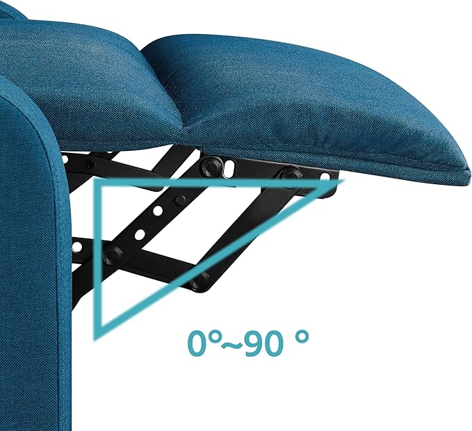 Yaheetech Home Theater Seating Fabric Recliner Chair Modern Single Living Room Reclining Sofa with Pocket Spring Blue