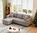 Sectional Sofas Couches for Living Room 3 Seater L Shaped Couch with Storage Ottoman 78 Modern Linen Fabric Brown Sofa for Apartment Studio Office Small Space