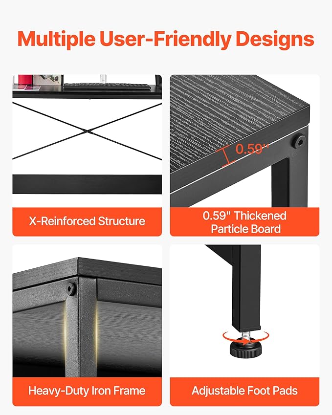 VEVOR L-Shaped Computer Desk 59-inch Reversible Corner Gaming Desk with Drawers &amp Storage Shelves Modern Stylish PC Table Sturdy Work Workstation for Home Office - Easy to Assembly