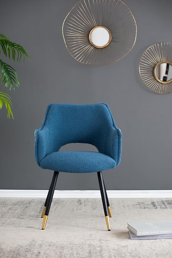 Set of 2 Blue Fabric Side Chair Living Room Bedroom Kitchen Vanity Chair 23 x 23 x 34