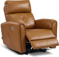 MCombo Power Small Recliners for Small Spaces Living Room RVs Modern Style Zero Wall Hugger Recliners Chair with Lumbar Support USB&ampCharging Ports FSC Certified Faux Leather PR699 (Cognac Br