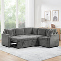 81.9 Sectional Sofa Bed L-Shaped Sectional with a Hidden Storage Compartment Versatile Pull-Out Sofa Bed with Cozy Throw Pillows for Living Room Apartments Offices (Gray-04e)