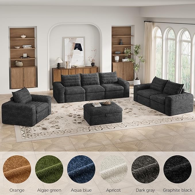 77 Cloud Loveseat Sofa Deep Seat Couch with Pillows Modern Comfortable Upholstery Boneless Sofa 1 piece for Living Room Bedroom Apartment Removable CoverNo Assembly Required Dark Gray