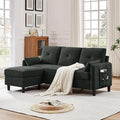 77 Convertible Sectional Sofa Couch Modern 3-Seat L-Shaped Couch with Reversible Ottoman and Storage Pocket Small Sectional Couches for Living Room Apartment and Small Spaces Black
