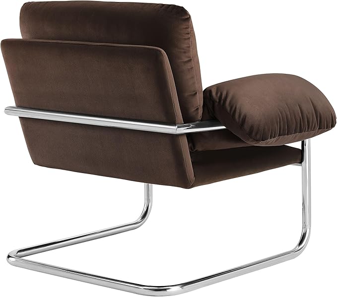 Modway Ansel Performance Velvet Accent Chair in Chocolate Brown - Stain-Resistant Velvet Lounge Chair for Living Room Bedroom - Corner Reading Chair with Arms and Removable Cushions
