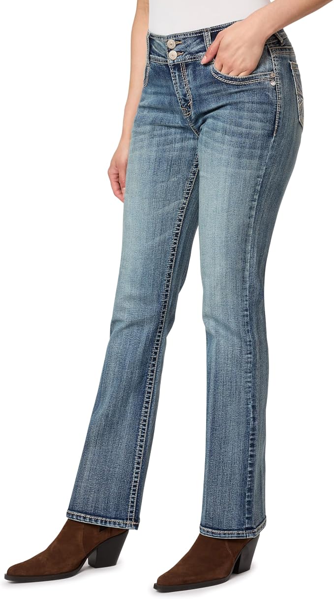 WallFlower Luscious Curvy Bootcut Jeans for Women Mid-Rise Insta Stretch Denim Size-Inclusive Juniors Jeans