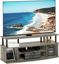 Furinno Jaya Large Entertainment Center Hold up to 55-in TV Inch French Oak/Black