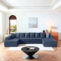 145 inch Modern Sectional Couch for Living Room Oversized Cloud Boneless Couch with Freely Movable Armrest and Fixed-Shape Frame Blue Modular Sofa U Shape Couches | No Assembly Required Free Combin