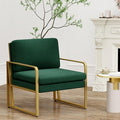 Andeworld Velvet Accent Chair Mid Century Living Room ArmchairUpholstered Modern Sofa Side Chair with Metal Golden Legs for ReadingLoungingBedroom Apartment Green