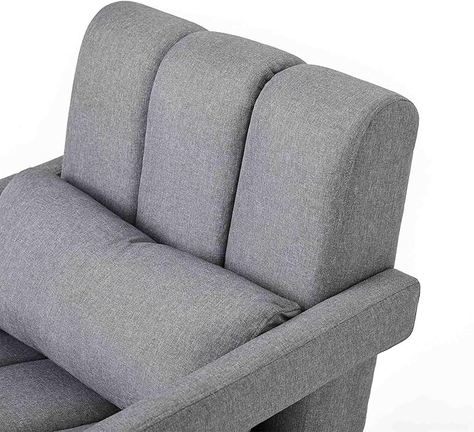 Modern Upholstered Accent Chair with Pillow Comfortable Linen Fabric Living Room Chair Mid Century Bedroom Chair with Pine Wood Frame (Dark Grey)