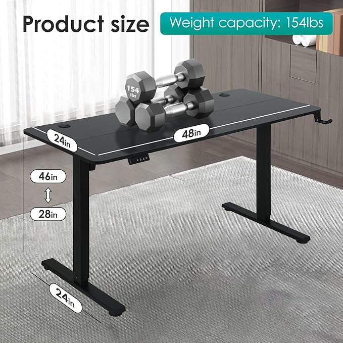 Computer Desk Adjustable Height Computer Workstation Electric Lifting Sit Stand Desk Rising Desk Computer Table Computer Desk That Raises Up and Down Stand Up Desks Standing Desk for Home Office