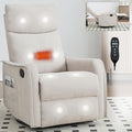 360°Swivel in Fabric Reclining ChairsHeat Massage Manual Recliner ChairSmall Recliners SpacesSingle Lazyboy Recliner Sofa for Living RoomRVBedroomBeige