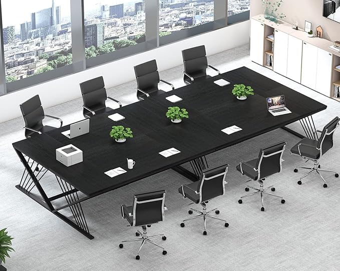 FOLUBAN 70.9 Black Computer Desk Modern Home Office Desk Large Gaming Workstation Executive Desk with Z-Shaped Legs 2 Person Large Study Writing Table for Bedroom