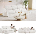 MeMoreCool Cloud Couch Boneless 3-Seater Sofa Bed – Beige Corduroy Convertible Floor Couch with Tufted Cushion No Assembly Foldable Sleeper for Living Room Apartment and Small Spaces