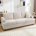 85 Inch Sofa with Side Pocket Corduroy Fabric 3 Seater Couch for Living Room Comfy Modern Small Couch for Bedroom Small Spaces Dorms Office Beige