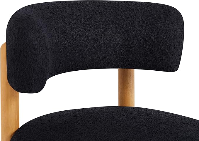 Christopher Knight Home Eloise Modern Accent Chair for Living Room Boucle Upholstered Single Lounge Sofa Chair with Wooden Frame Comfy Reading Chair for Bedroom Black+Natural