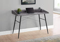 Penau Computer Desk for Home Office 48 Inch Grey Stone Look Laminate Surface Black Metal Base with Storage Shelves and 2 Cubbies Contemporary Modern Design