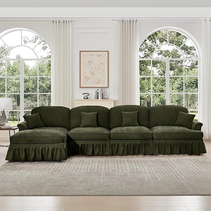 KEIKI 137 4Seat Modular Velvet Sofa Couch for Garden Home Apartment Living Style Conscious Nature Lovers Soft Plush Comfortable Cozy Relaxing Lounge Modern Contemporary Design Green