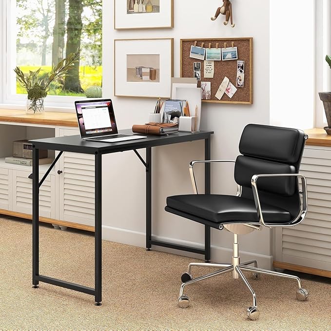 HOMGX Home Office Writing Desk Laptop PC Workstation 40-Inch Small Computer Desk w/Sturdy Metal Frame Modern Simple Laptop Desk for Home Office Bedroom Study (Black)