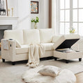Small Sectional Couches with Storage 80 L Shaped Sectional Couch with Chaise and Ottoman Modular Corduroy Sofa with USB Ports&ampPockets for Small Places Living Room Apartment Office (White)