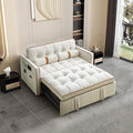Pull Out Sofa Bed 55.5 Loveseat Sleeper Sofa Bed with Side Pocket Storage Adjustable Backrest and Waist Pillow Suitable for Small Space Living Room Bedroom Office(Beige)
