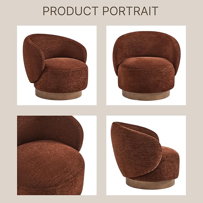Swivel Accent Chair Modern Round Barrel Armchair with Upholstered Performance Fabric for Living Room Bedroom Waitingroom2 BoxRed