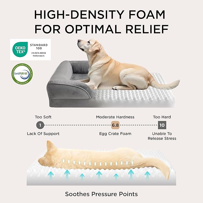 Bedsure Orthopedic Dog Beds for Extra Small Dogs- Washable Dog Cat Bed Waterproof Comfort Pet Couch Sofa with Washable Removable Cover Pets Bed with Nonskid Bottom Grey 20
