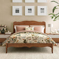 Sophia &amp William Queen Bed Frame with Adjustable Headboard Wooden Bed Frame Queen Size Solid Wood Slats Support No Box Spring NeededBrown